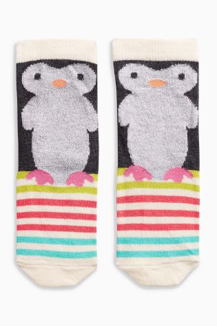 Grey Cosy Penguin Socks One Pack (Younger Girls)